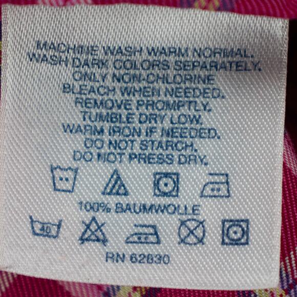 Lands' End Men's Long Sleeve Shirt Button-Down Pink White Tartan 16 32/33 Pocket - Picture 8 of 12